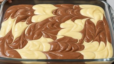 Strakatý krupicový koláč s kefírem