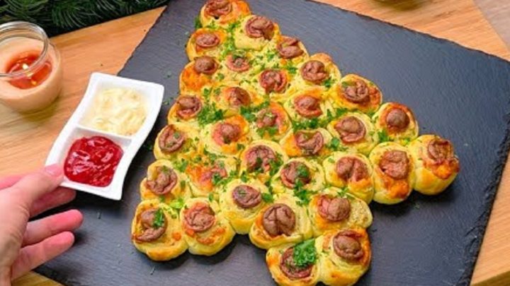 Slaný vánoční stromeček z listového těsta