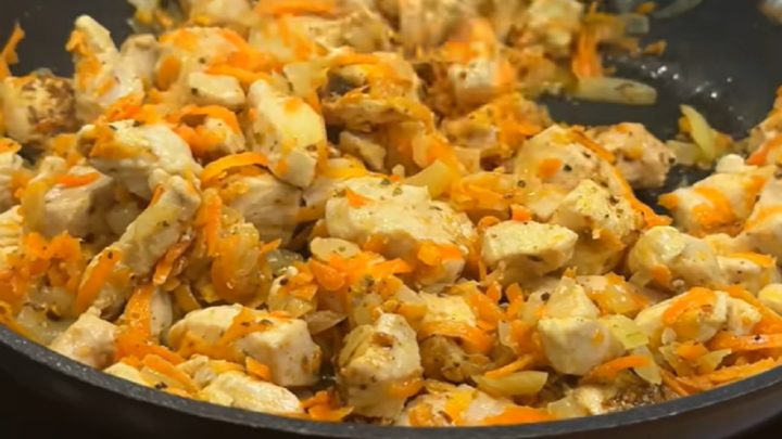 Rizoto s kuřecím masem a mrkví