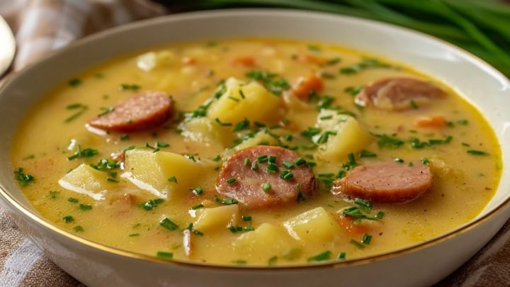 Bramborová polévka s párkem a zeleninou