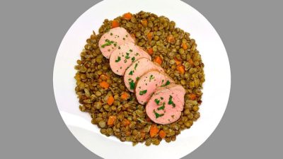 Vepřová panenka s čočkovým salátem