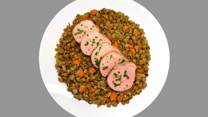 Vepřová panenka s čočkovým salátem