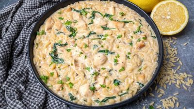 Krémové orzo s kuřecím masem