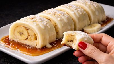 Nepečený banánový dezert s karamelem