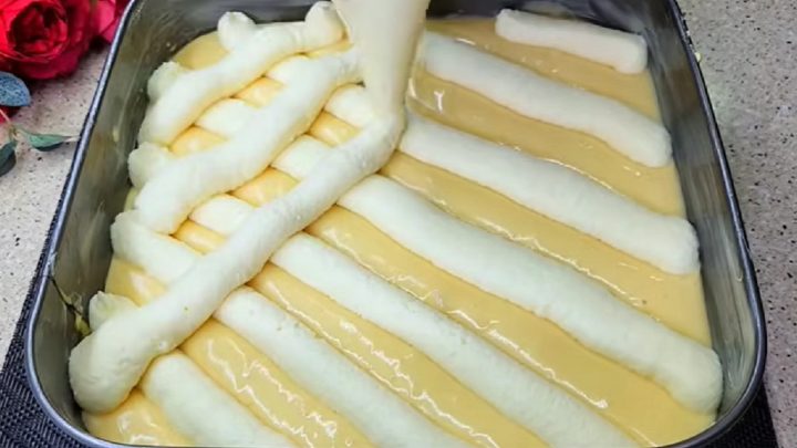 Kefírový prošívaný koláč s tvarohem