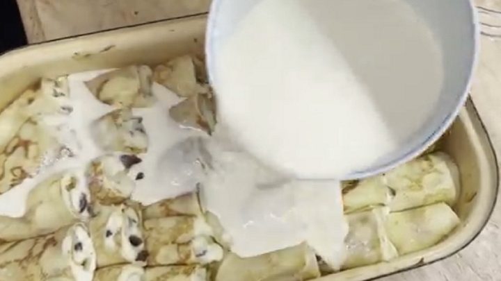 Zapečené palačinky plněné tvarohem