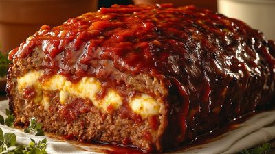 Masová sekaná plněná sýrem s omáčkou