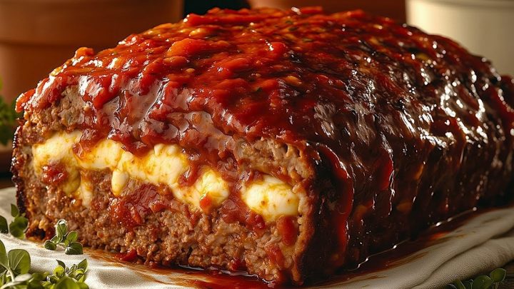 Masová sekaná plněná sýrem s omáčkou