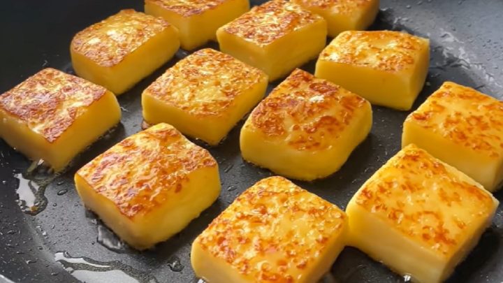 Smažené pudinkové kostky s vanilkou