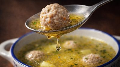 Zeleninová polévka s masovými knedlíčky a rýží