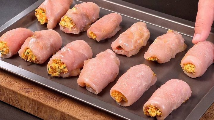 Kuřecí plněné miniroládky z trouby Kuřecí plněné miniroládky z trouby