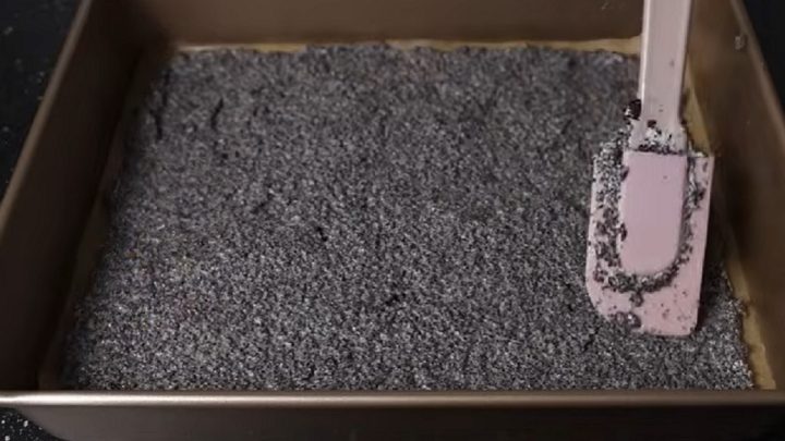 Makové řezy s kávovým krémem a třešněmi