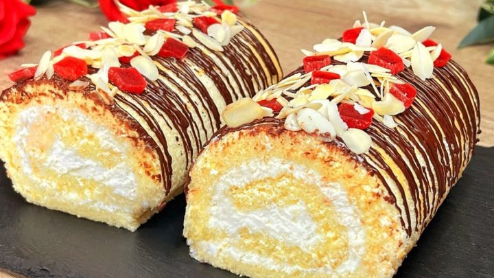 Piškotová roláda s rychlým krémem Piškotová roláda s rychlým krémem