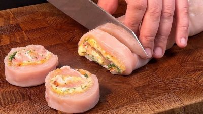 Kuřecí šneky se sýrem a slaninou