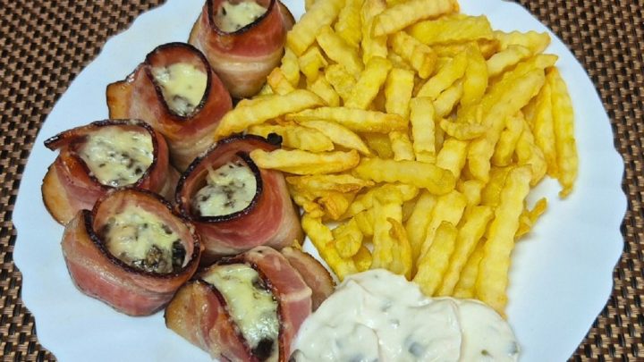 Plněné žampiony v anglické slanině