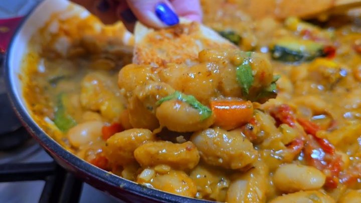 Rychlé máslové fazole s pečenou zeleninou