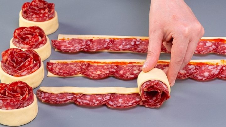 Salámové květiny z listového těsta