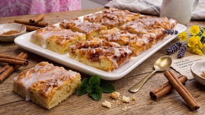 Buchta à la skořicové rolky s cukrovou polevou