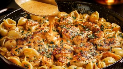 Kuřecí s těstovinami a smetanovou omáčkou