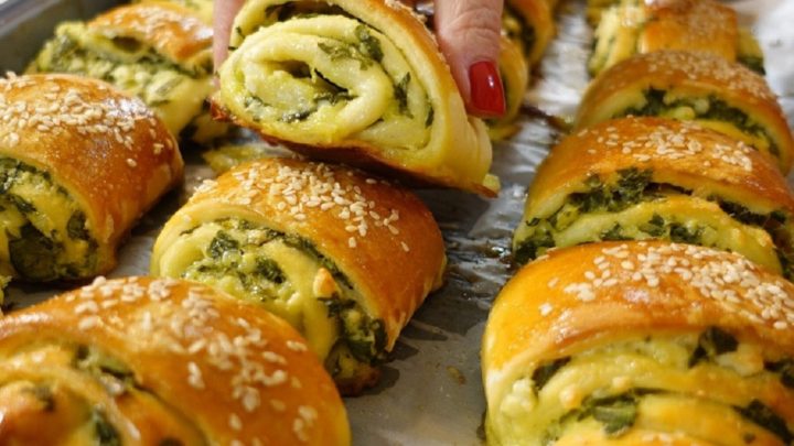 Špenátové minizáviny z kynutého těsta