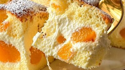 Rychlá buchta s broskvemi a tvarohem