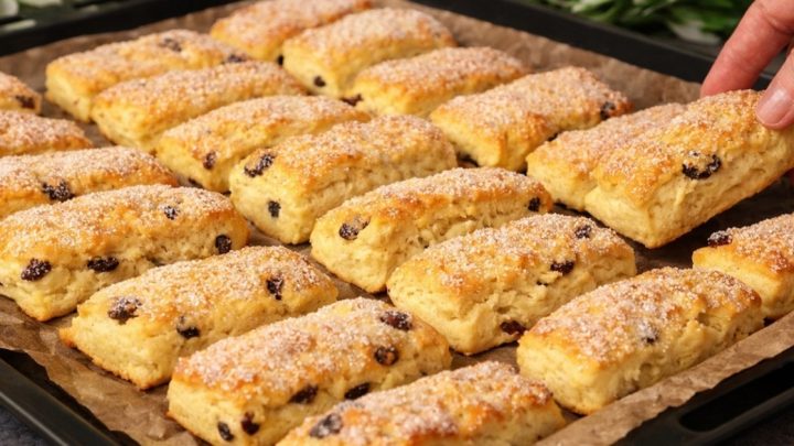 Rychlé sušenky s rozinkami z kynutého těsta Rychlé sušenky s rozinkami z kynutého těsta