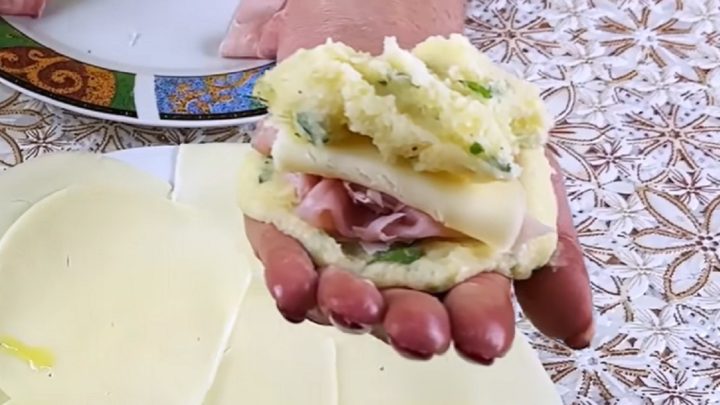 Bramborové krokety plněné šunkou a sýrem