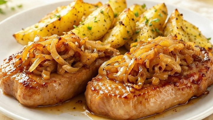 Vepřové plátky na cibulce a česneku