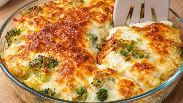 Zapečená brokolice s bešamelem a brambory