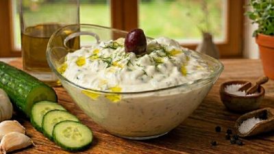 Pravé řecké tzatziki s bílým jogurtem