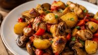 Farmářská kuřecí pánev s bramborami a žampiony