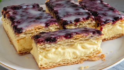 Řezy s vanilkovým krémem a svěží polevou