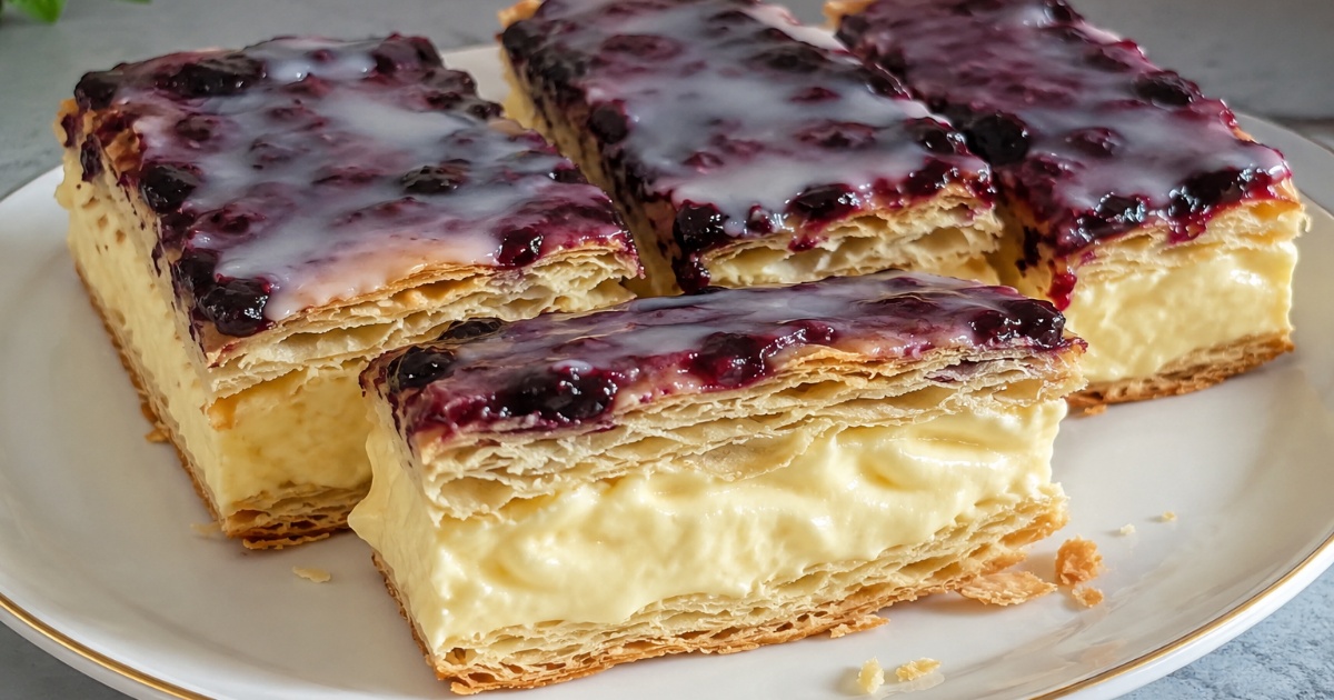 Řezy s vanilkovým krémem a svěží polevou
