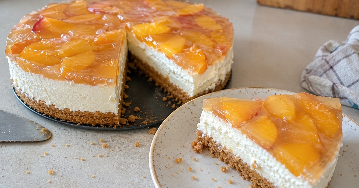Broskvový nepečený cheesecake s tvarohem