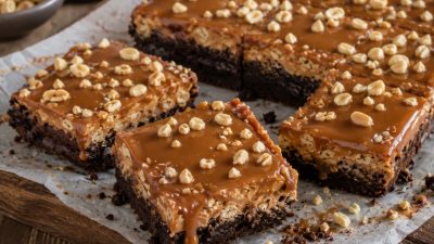 Čokoládové brownie s karamelem a arašídy