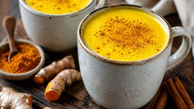 Domácí kurkumové latte se skořicí a zázvorem