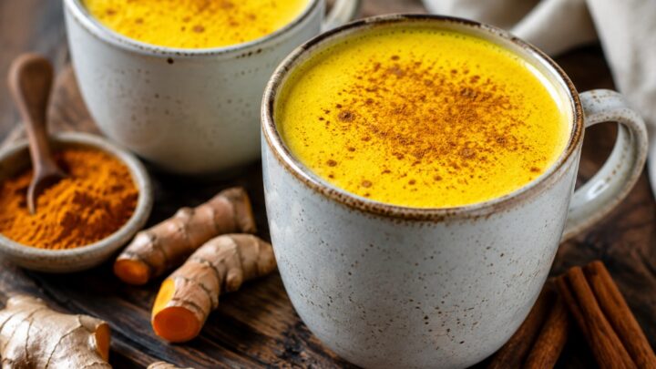 Domácí kurkumové latte se skořicí a zázvorem Domácí kurkumové latte se skořicí a zázvorem