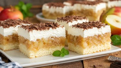 Jablečné řezy se šlehačkou a mascarpone