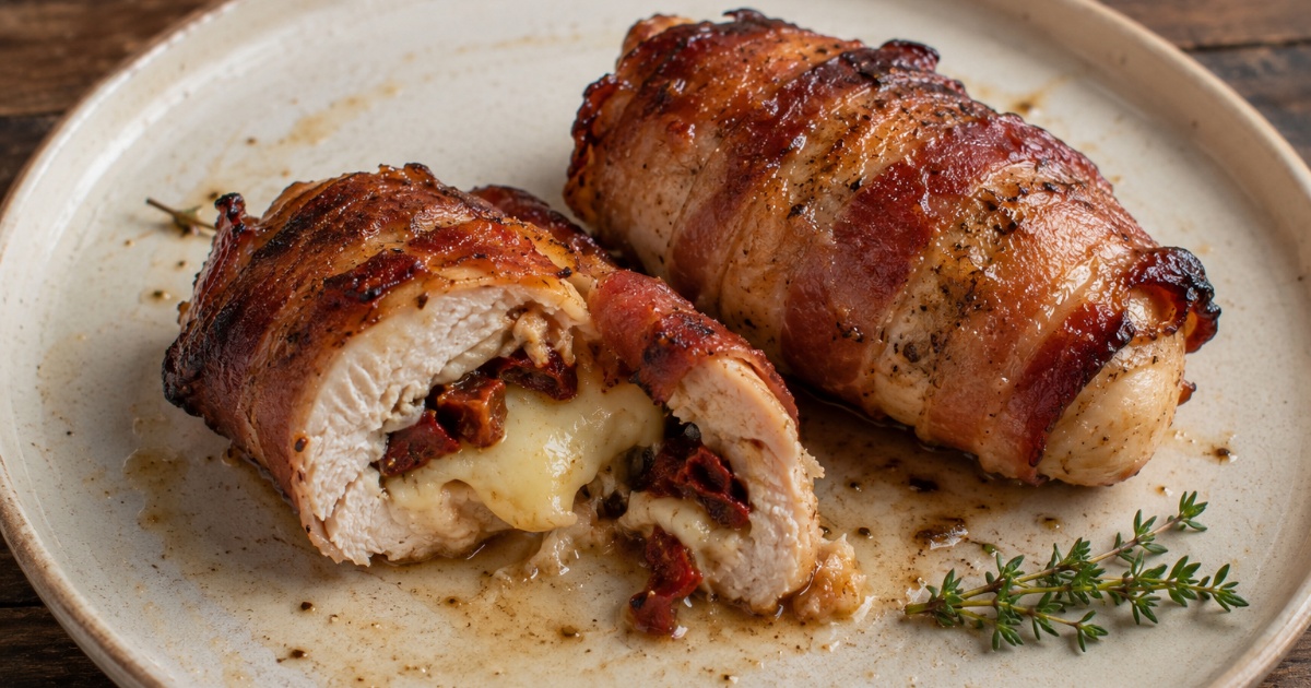 Kuřecí kapsy se slaninou a mozzarellou