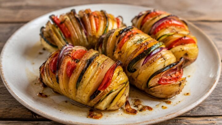 Bramborová harmonika plněná zeleninou
