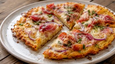 Křupavá pizza z brambor se sýrem