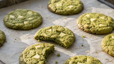 Matcha sušenky s bílou čokoládou