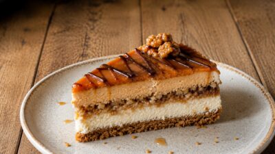 Nepečený karamelový cheesecake s ořechy