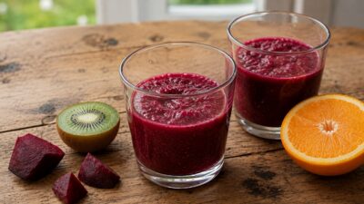 Smoothie z červené řepy, kiwi a pomeranče