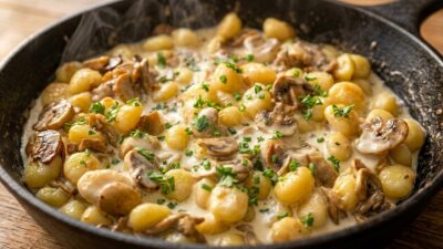 Bramborové noky se žampiony a parmazánem