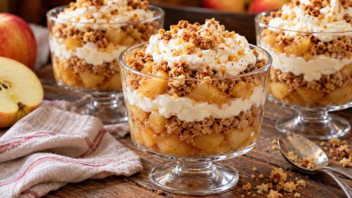 Jablečný crumble se skořicí ve skleničce