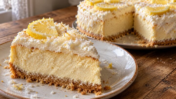 Kokosový cheesecake se smetanou s citronem Kokosový cheesecake se smetanou s citronem