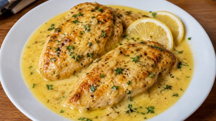 Šťavnatá kuřecí prsa v citronové omáčce Šťavnatá kuřecí prsa v citronové omáčce