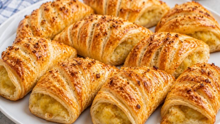 Slané taštičky z listového těsta s bramborami Slané taštičky z listového těsta s bramborami