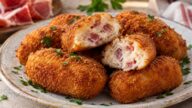 Smažené šunkové krokety s cibulí